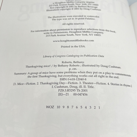 Thanksgiving Mice Holiday Story Hardcover Children's Kid Book - Picture 8 of 9